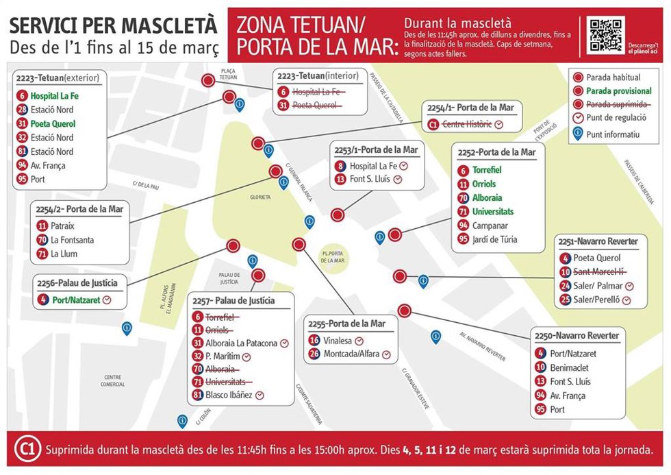 Servicio especial de Fallas 2023 de la EMT