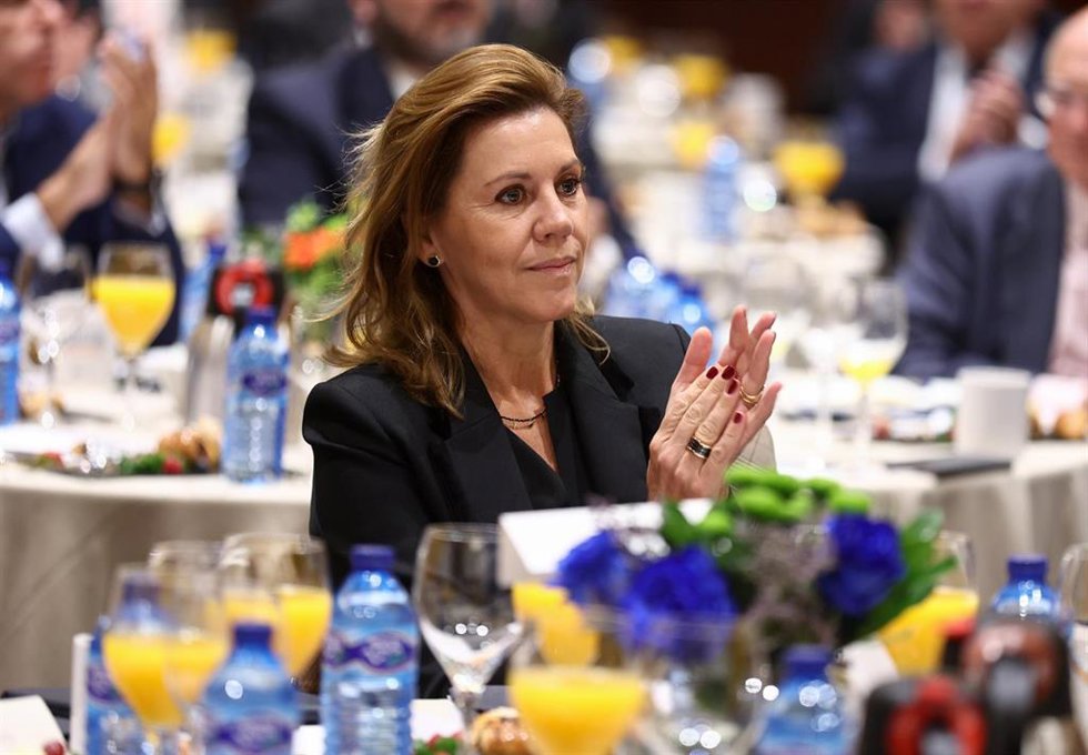 Archivo - La ex secretaria general del PP María Dolores de Cospedal asiste al ciclo de debates La industria de la Felicidad organizado por Grupo Hotusa, en el Eurostars Madrid Tower, a 14 de octubre de 2022, en Madrid (España).