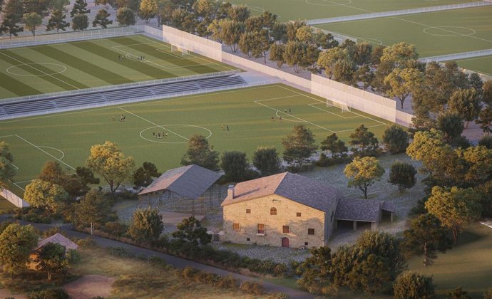 Proyección de la nueva City Football Academy Girona, nueva ciudad deportiva del Girona FC en Vilablareix