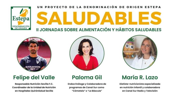 Cartel del ciclo de conferencias 'Saludables' organizado por la Denominación de Origen (DO) Estepa.