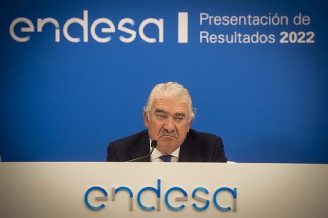 El consejero delegado de Endesa, José Bogas, interviene en una rueda de prensa para comentar los resultados anuales de la compañía en el ejercicio 2022, en la sede social de Endesa en Madrid, a 24 de febrero de 2023, en Madrid (España).