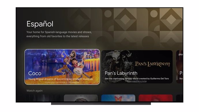 Google TV introduce cuatro pestañas para facilitar acceso a contenido.