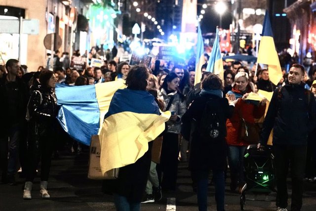 Manifestación en Bilbao contra la invasión de Ucrania