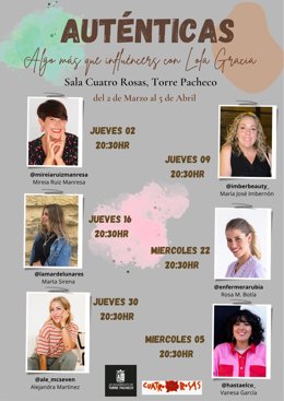 El Ayuntamiento de Torre Pacheco presenta el ciclo de influencers 'Auténticas', que comienza el 2 de marzo