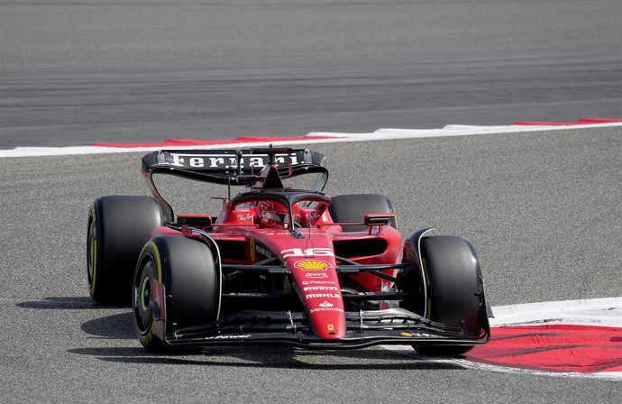 25 February 2023, Bahrain, Sakhir: Monegasque Formula One driver Charles Leclerc of the Ferrari F1 Team in action during Day 3 of 2023 pre-season testing of the Grand Prix of Bahrain Formula One Race at the Bahrain International Circuit. Photo: Hasan Br