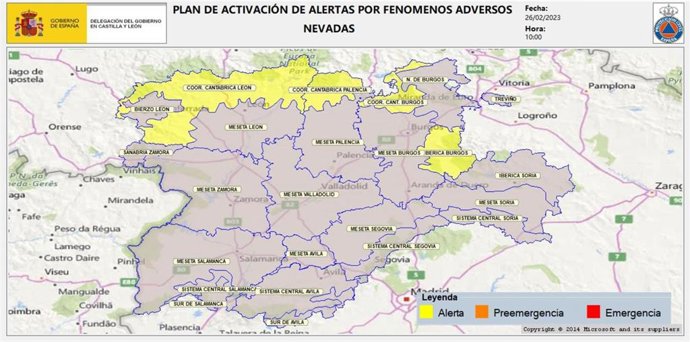 La Delegación del Gobierno en CyL activa la alerta ante meteorología extrema por nieve en Burgos, Palencia y León