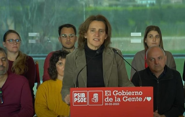 La vicepresidenta tercera del Gobierno de España y ministra para la Transición Ecológica y el Reto Demográfico, Teresa Ribera, en Palma
