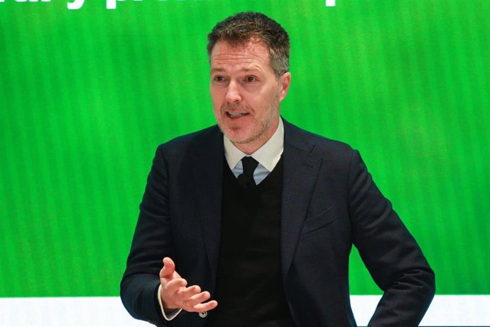 Archivo - Bernd Reichart, CEO de A22 Sports Management, en una rueda de prensa en Madrid.