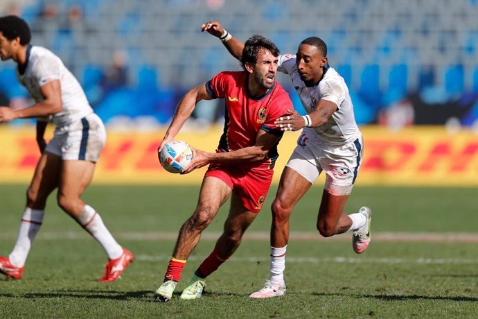 Pol Pla con la selección española masculina de rugby a siete