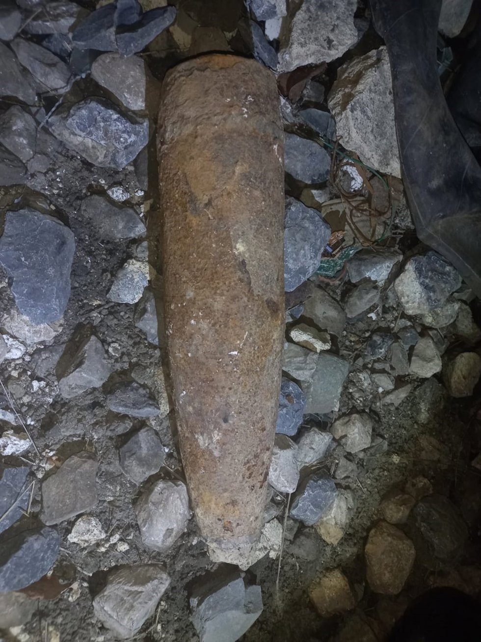 Proyectil de la Guerra Civil encontrado en el barrio de Zubileta, en Barakaldo