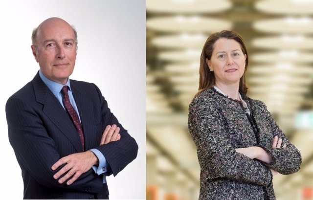 El vicepresidente ejecutivo de Aena, Javier Marín, y la directora general de Aeropuertos, Elena Mayoral. Aena adapta su estructura corporativa a su Plan Estratégico.