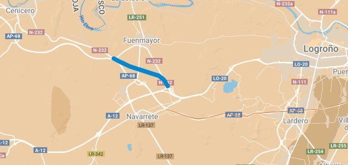 Mitma adjudica la redacción del proyecto de trazado y de construcción de la variante de Fuenmayor en la carretera N-232