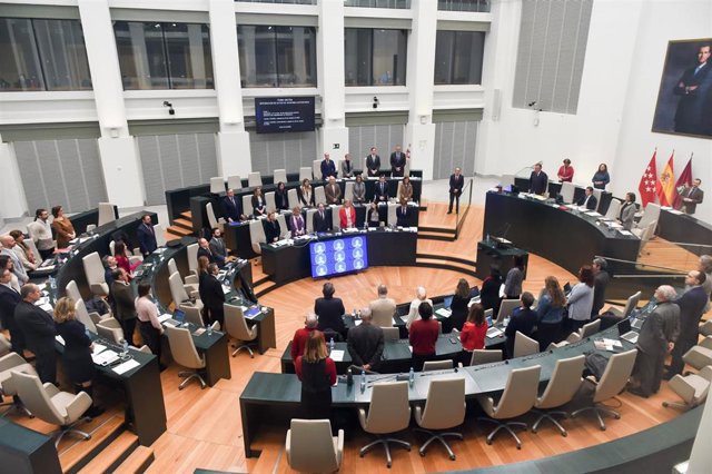 El concejal del Grupo Mixto y miembro de Recupera Madrid Luis Cueto interviene durante una sesión ordinaria del Pleno municipal del Ayuntamiento de Madrid, en el Palacio de Cibeles, a 28 de febrero de 2023, en Madrid (España).
