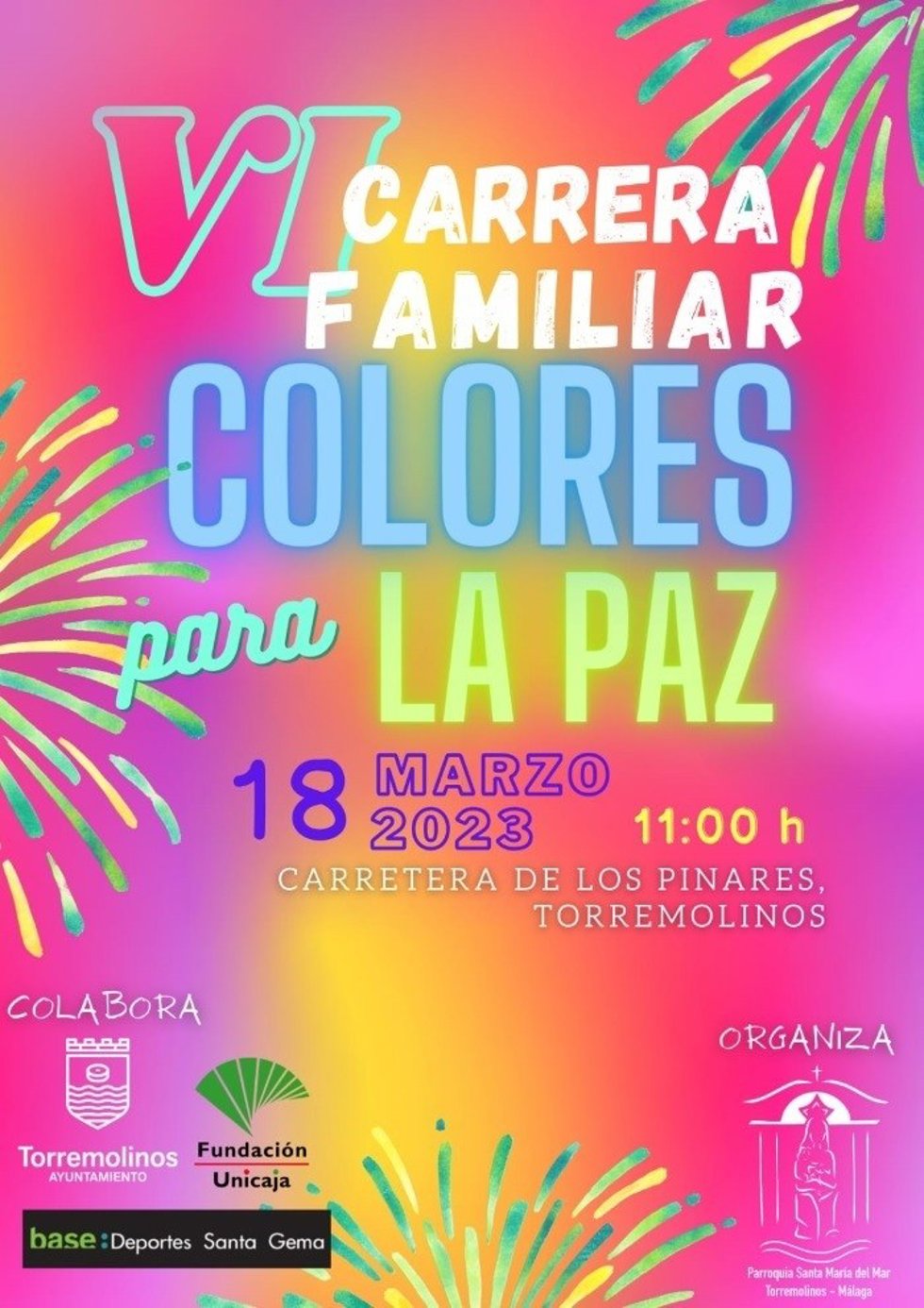 Cartel de la la carrera familiar 'Colores para la Paz' de Torremolinos