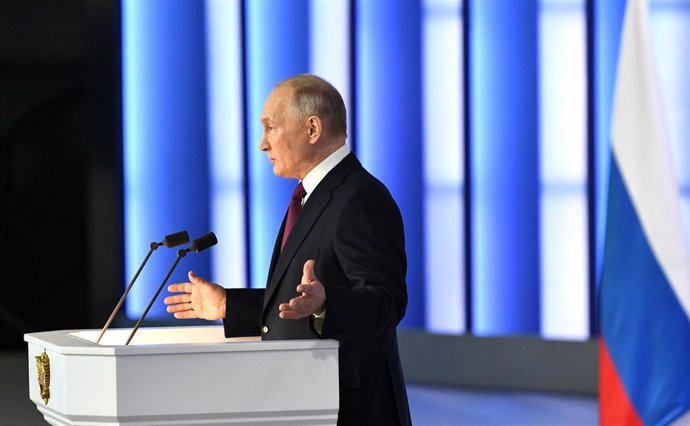 El presidente de Rusia, Vladimir Putin, durante su discurso ante la Asamblea Federal rusa en febrero de 2023
