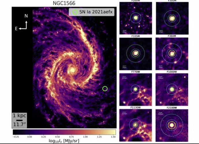 Localización de la supernova captada en la galaxia de la Bailarina Española