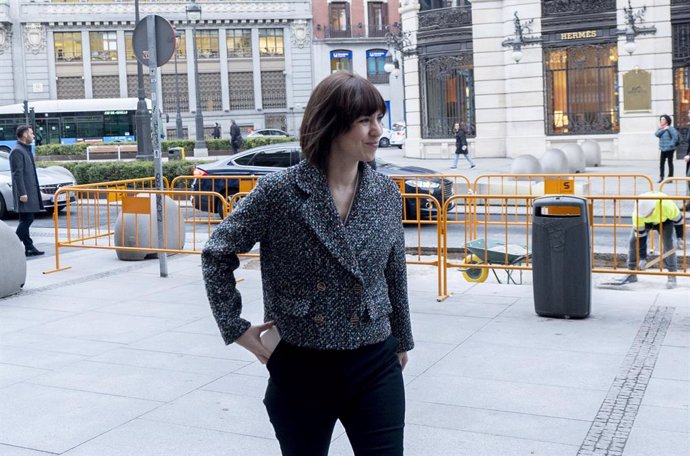 La ministra de Ciencia e Innovación, Diana Morant, a su llegada a durante un desayuno informativo de Fórum Europa, en el Casino Gran Círculo, a 23 de febrero de 2023, en Madrid (España).