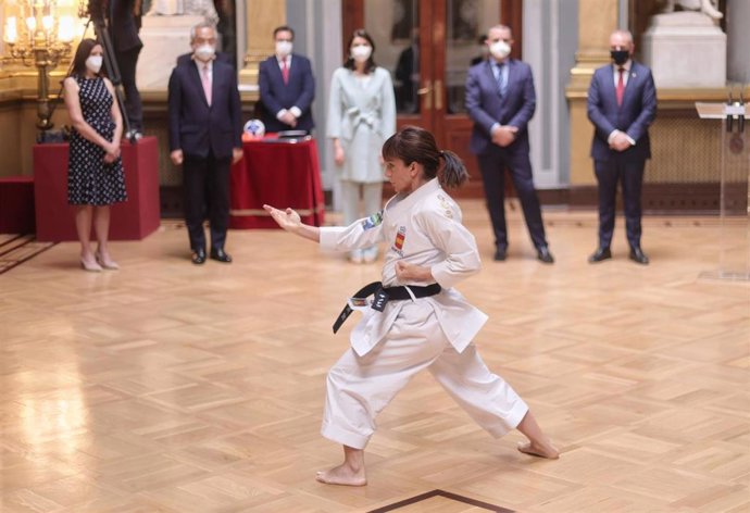 Archivo - Exhibición de "Kata Papuren" de la campeona del Mundo y de Europa de Kárate en la modalidad de kata, Sandra Sánchez, en el acto de despedida a deportistas olímpicas antes de su partida a los Juegos Olímpicos de Tokio 2020, a 4 de junio de 2021