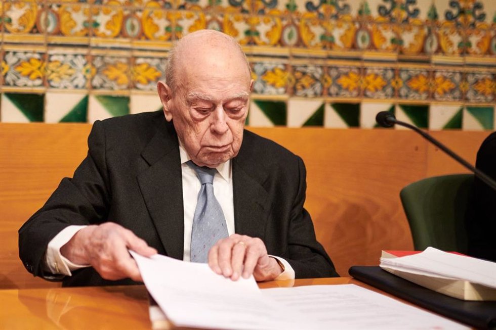 El expresidente de la Generalitat Jordi Pujol en la presentación de 'L'última conversa, Trobada a Queralbs' (Lapisltzuli) en el Institut d'Estudis Catalans, en Barcelona.