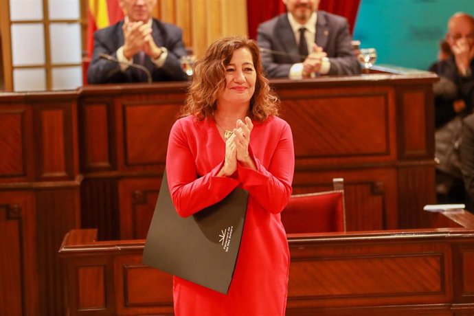 La presidenta del Govern,, Francina Armengol, durante la celebración del acto institucional por el Día de Baleares