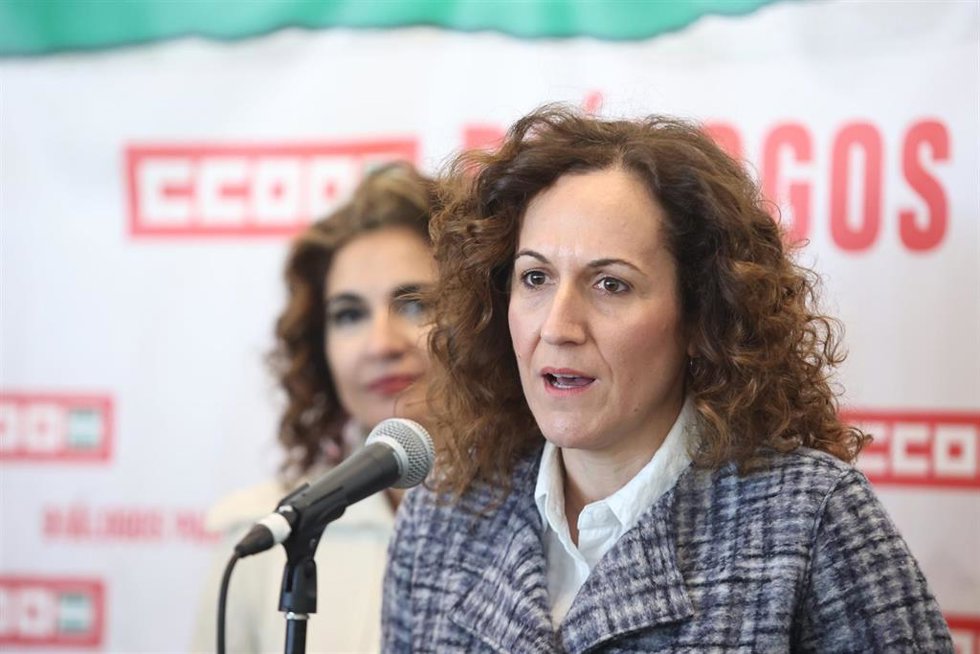 Imagen de la secretaria general de CCOO en Andalucía,  Nuria López , antes de inaugurar el foro 'Diálogos para una década'