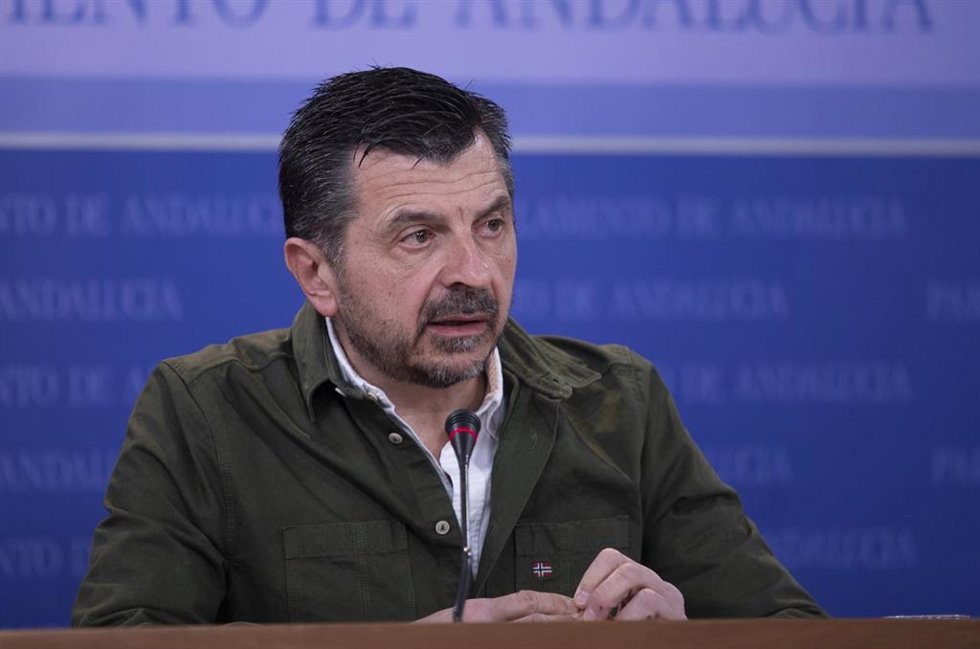 El portavoz del grupo parlamentario PP-A, Toni Martín, durante su comparecencia en rueda de prensa. A 02 de marzo de 2023, en Sevilla (Andalucía, España). Los representantes de los grupos políticos se dan cita en rueda de prensa previa a la Junta de Por