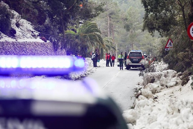 Operativo de emergencias trabajando en la zona afectada por la borrasca Juliette en Mallorca.