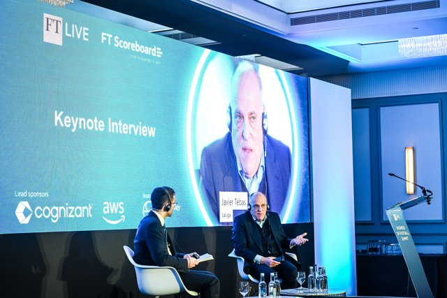 Javier Tebas en el Business of Football Summit del Financial Times