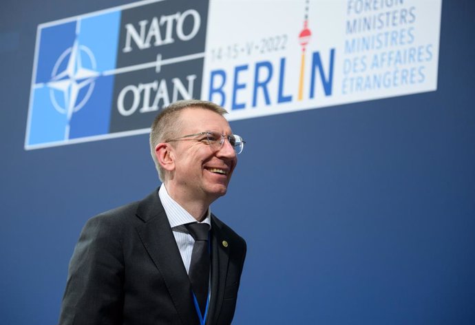 Archivo - 14 May 2022, Berlin: Edgars Rinkevics, Foreign Minister of Latvia, arrives for an informal meeting of NATO Foreign Ministers. Photo: Bernd von Jutrczenka/dpa