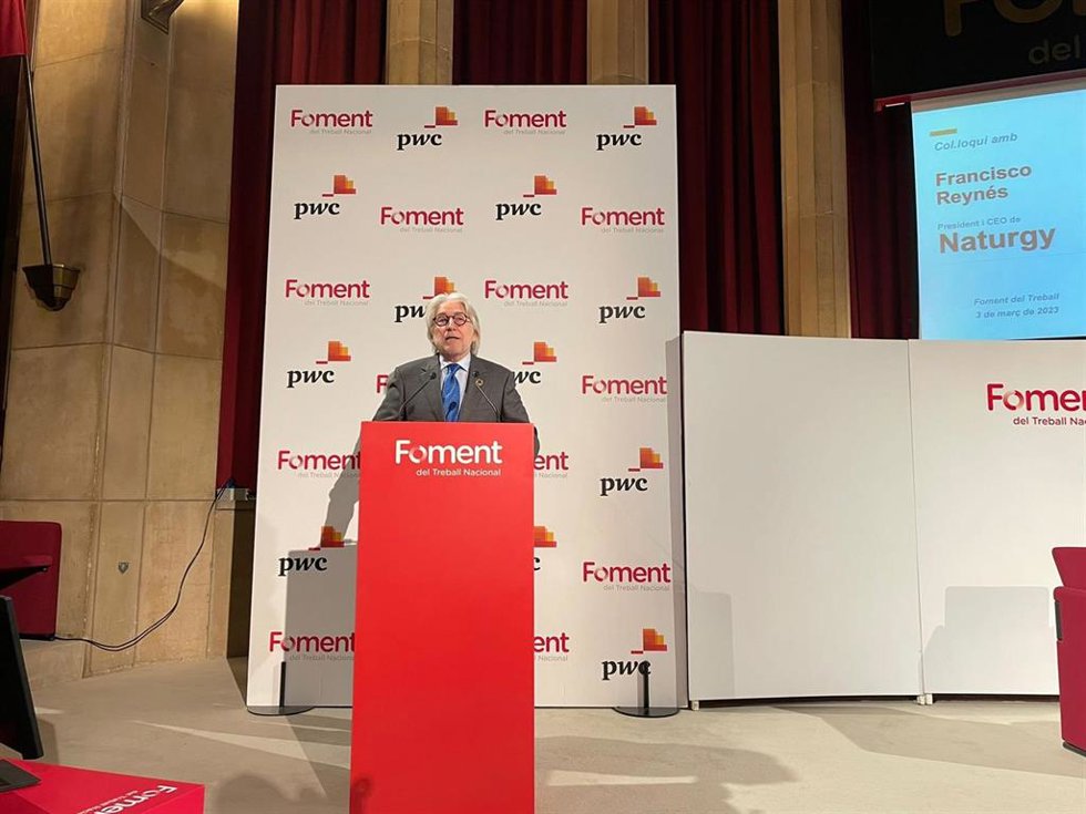 El presidente de Foment del Treball, Daniel Sánchez Llibre, en un coloquio en la sede de la patronal.