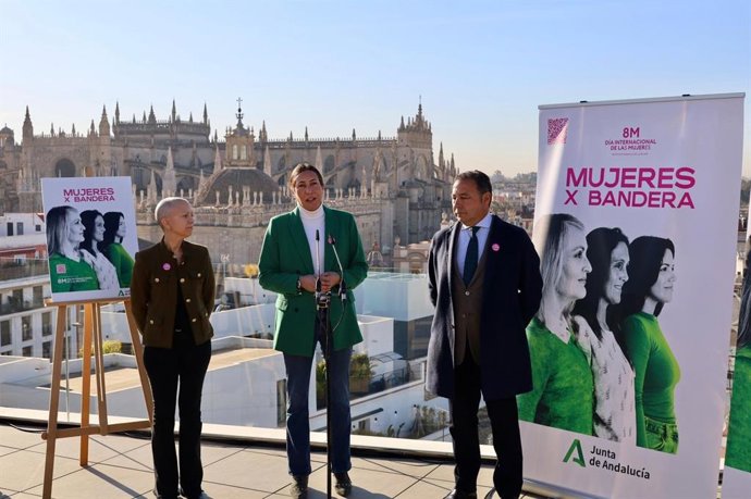 La consejera de Inclusión Social, Juventud, Familias e Igualdad, Loles López, presenta la campaña institucional de la Junta de Andalucía con motivo del Día Internacional de las Mujeres