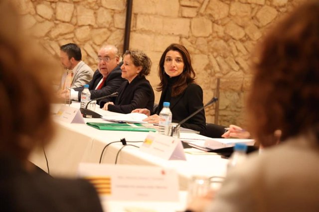 La ministra de Justicia, Pilar Llop, junto a la delegada del Gobierno en Baleares, Aina Calvo, en la Sectorial de Justicia en Palma.