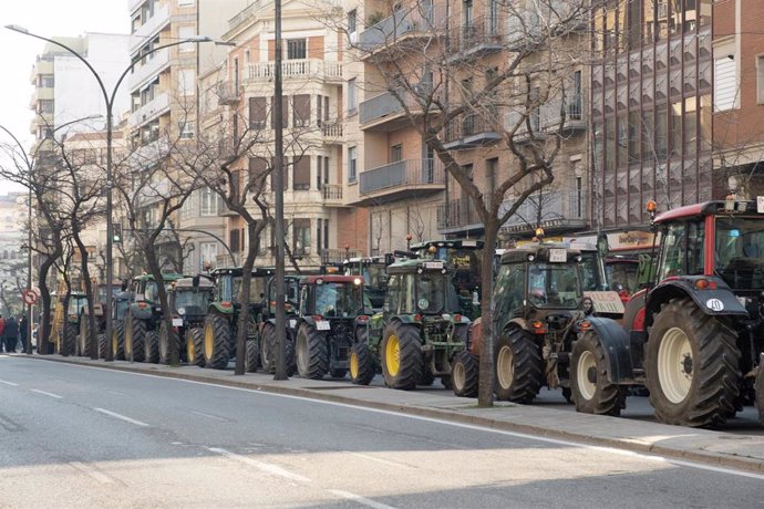 Unos 1.500 tractores según organizadores y 750 según el Ayuntamiento de Lleida exigen medidas contra la plaga de conejos