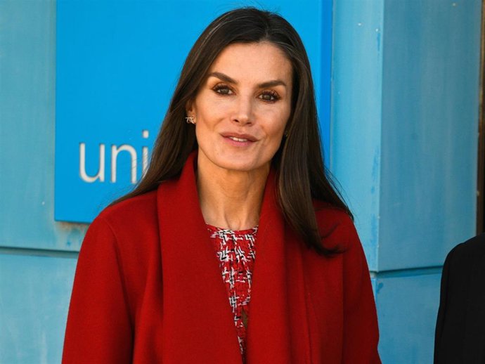 La Reina Letizia, a su llegada a la sede de UNICEF en Madrid