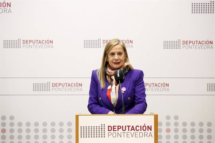 La presidenta de la Diputación de Pontevedra, Carmela Silva, en rueda de prensa este viernes