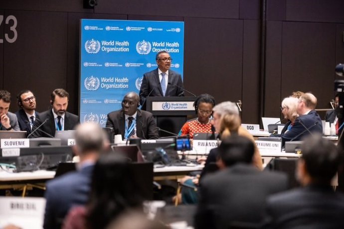 Archivo - Discurso inaugural del director general de la Organización Mundial de la Salud (OMS), Tedros Adhanom Ghebreyesus, en el 152 Consejo Ejecutivo de la OMS. En Ginebra (Suiza), a 30 de enero de 2023.