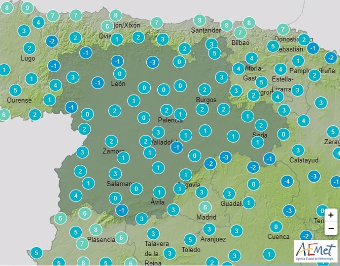 Todas las provincias de CyL, excepto Valladolid, en aviso este fin de semana por frío con mínimas de hasta -6C