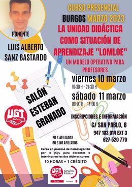 UGT organiza en Burgos un curso dirigido a los docentes para que aprendan a hacer una Unidad Didáctica según la LOMLOE