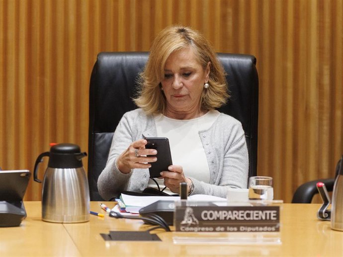 La presidenta interina del Consejo de Administración de la Corporación RTVE, Elena Sánchez Caballero, durante una  Comisión Mixta de Control Parlamentario de la Corporación RTVE y sus Sociedades (Foto de archivo).