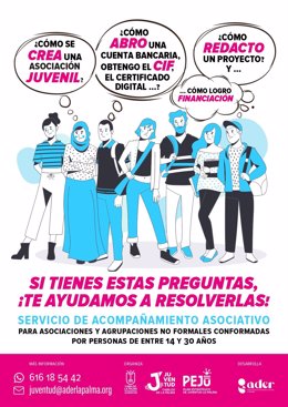 Cartel del servicio de acompañamiento asociativo puesto en marcha por el Cabildo de La Palma