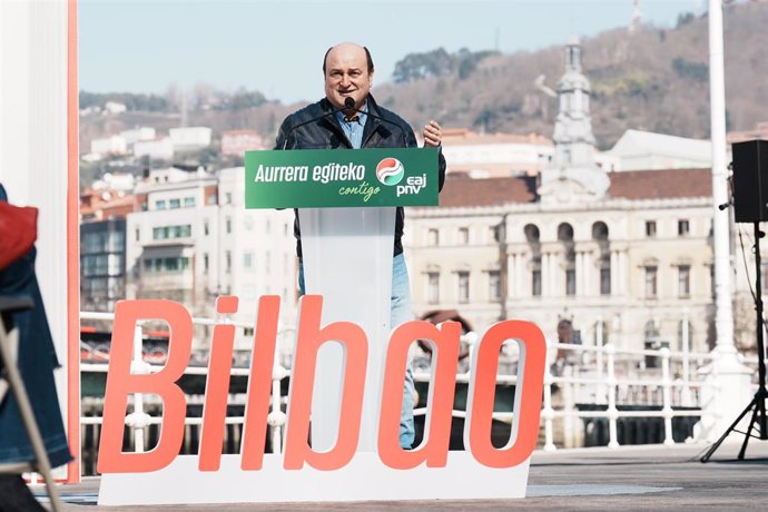 El presidente del EBB del PNV, Andoni Ortuzar, en la presentación de la candidatura de Juan Mari Aburto a la reelección como alcalde de Bilbao