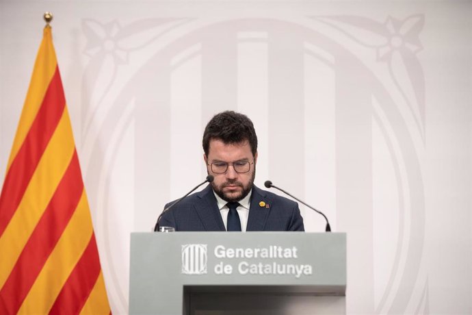 Archivo - El presidente de la Generalitat, Pere Aragons, comparece en el Palau de la Generalitat, a 26 de enero de 2023, en Barcelona, Catalunya (España). 