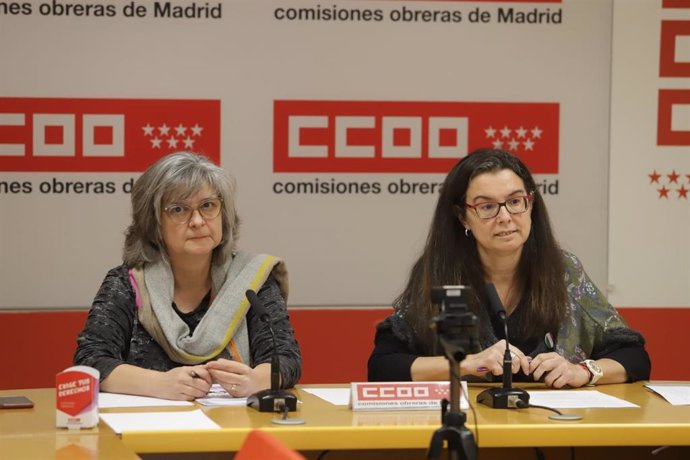La secretaria general de CCOO Madrid, Paloma López, y la responsablde Mujer del sindicato, Lidia Fernández