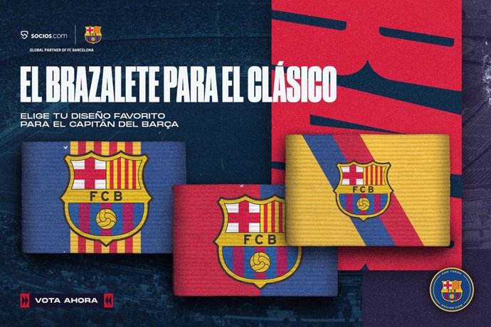 Diseños de brazalete de capitán del FC Barcelona para el Clásico de LaLiga que los aficionados podrán elegir en Socios.Com