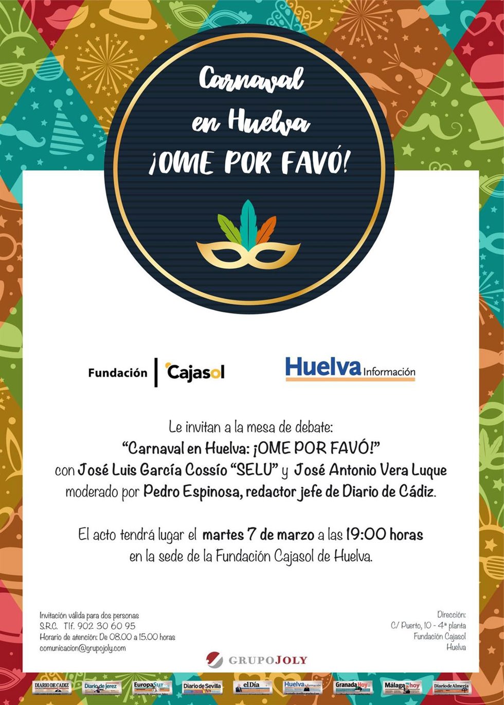Cartel de 'Carnaval en Huelva: ¡Ome por favó!'.