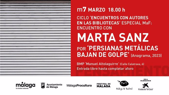Cartel del encuentro con Marta Sanz