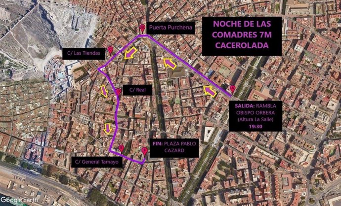 Recorrido de la 'Noche de las comadres'.