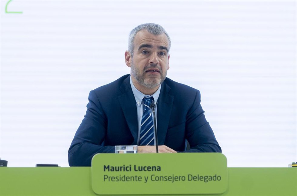 El presidente y consejero delegado de Aena, Maurici Lucena, presenta los resultados económicos de 2022, a 28 de febrero de 2023, en Madrid (España).