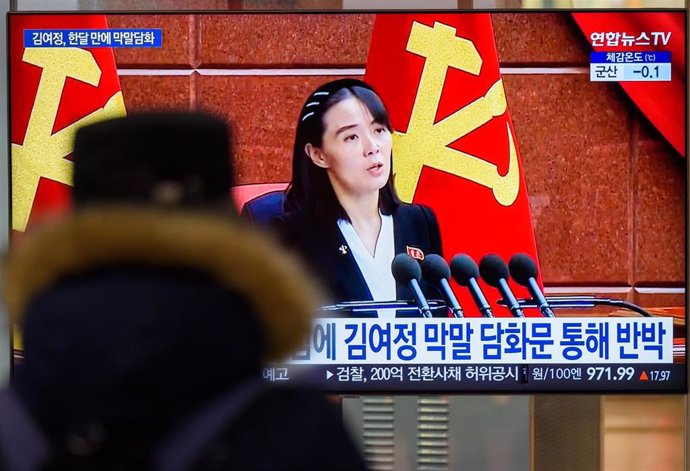Archivo - Imágenes de Kim Yo Jong, hermana del dirigente de Corea del Norte, Kim Jong Un, en una televisión de Seúl
