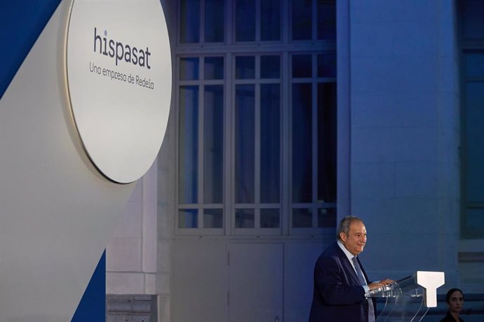 Archivo - El presidente de Hispasat, Jordi Hereu, interviene en el 30 aniversario de Hispasat